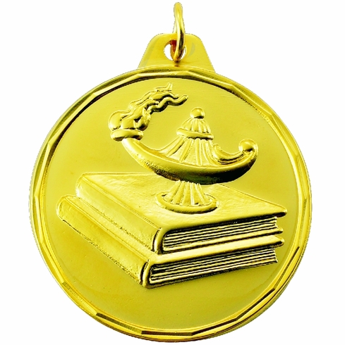 1-1/2 INCH LAMP AND BOOKS MEDAL, MULTIPLE COLORS
