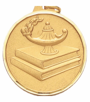 1-1/2 Inch Die-Struck Learning Lamp Medal in Gold, Silver, or Bronze
