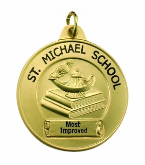1-1/2 Inch in Diameter Academic Medal in Gold with Customizable Options