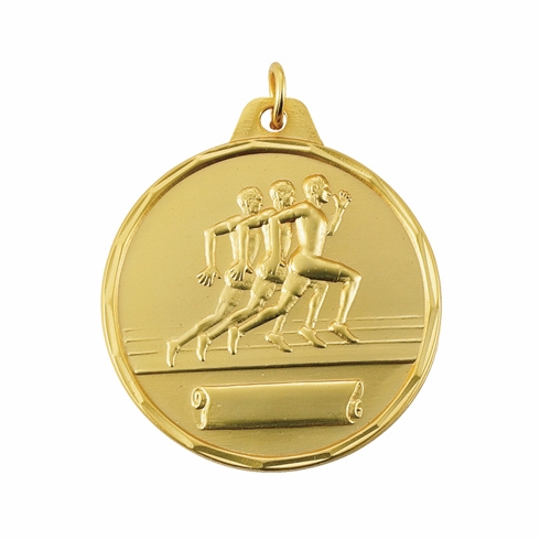 1-1/2 Inch Mens Track Medal in Gold, Silver, or Bronze with Customizable Back
