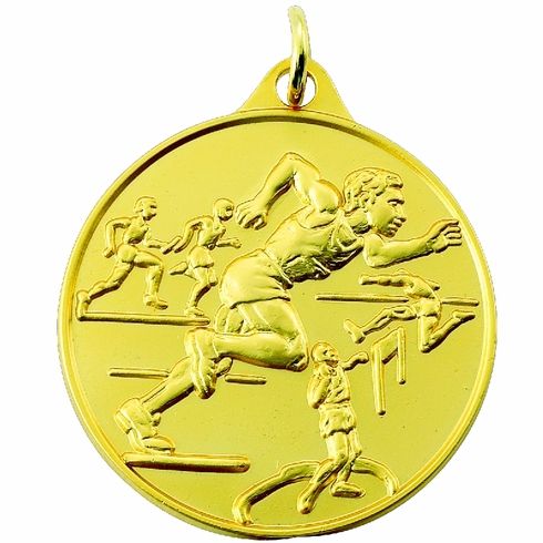 1-1/2 Inch Mens Track Sports Medal in Gold, Silver, or Bronze with Customizable Back