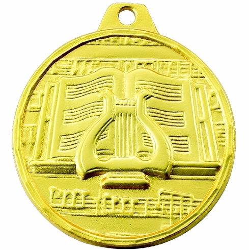 1-1/2 Inch Customizable Music Themed Medal in Gold, Silver, or Bronze