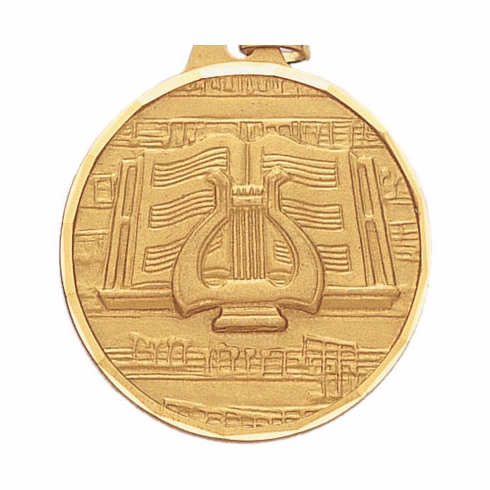 1-1/2 Inch Die-Struck Musical Lyre Themed Medal in Gold or Silver