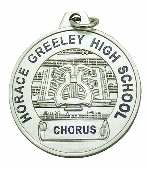 1-1/2 Inch in Diameter Die-Struck Musical Lyre Silver Medal with Imprint Options