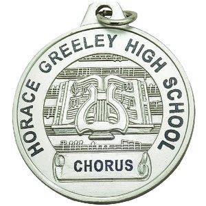 1-1/2 Inch in Diameter Die-Struck Musical Lyre Silver Medal with Imprint Options