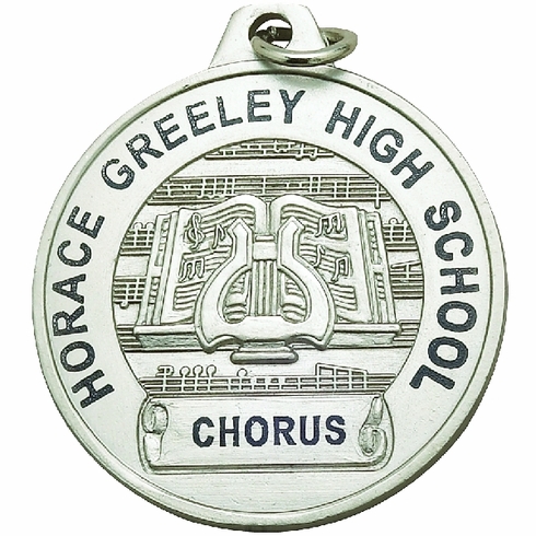 1-1/2 Inch in Diameter Die-Struck Musical Lyre Silver Medal with Imprint Options