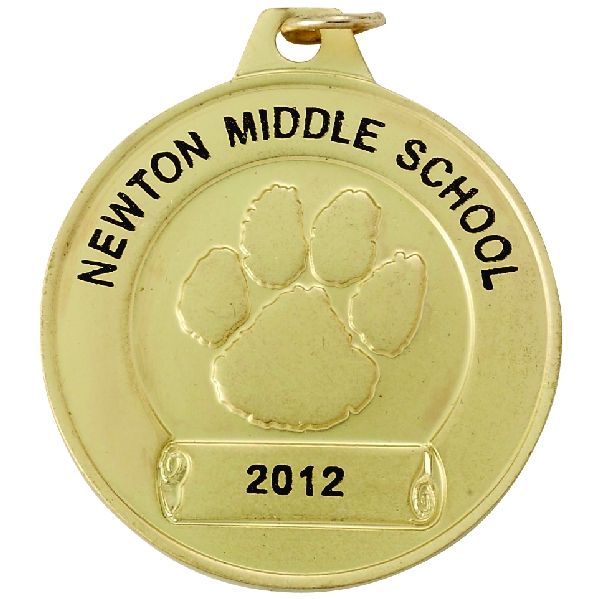 11/2 INCH PAW PRINT MEDAL FOR IMPRINT, GOLD