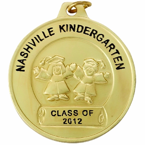 1-1/2 Inch in Diameter Customizable Pre-School Graduation Medal in Gold