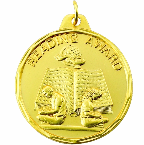 1-1/2 Inch Customizable Reading Award Medal in Gold, Silver, or Bronze