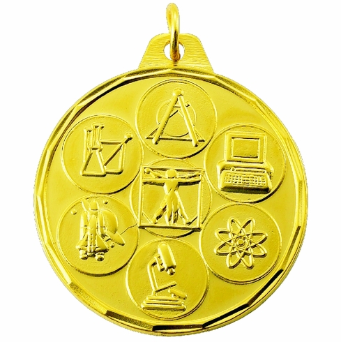 1-1/2 Inch Customizable Science Medal in Gold, Silver, or Bronze