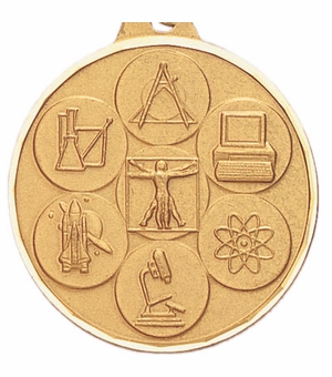 1-1/2 Inch Die-Struck Science Medal in Gold