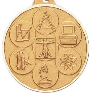 1-1/2 Inch Die-Struck Science Medal in Gold