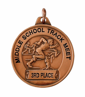 1-1/2 Inch in Diameter Mens Track and Field Medal in Bronze