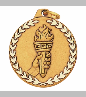 1-1/4 Inch Die-Struck Achievement Torch Themed Medal in Gold, Silver, or Bronze