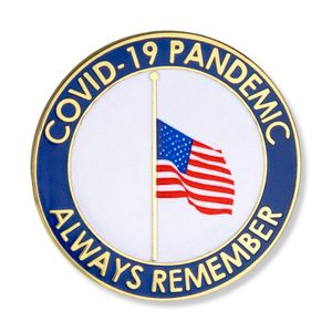 1-1/4 INCH HALF MAST AMERICAN FLAG COVID-19 PANDEMIC "ALWAYS REMEMBER" LAPEL PIN