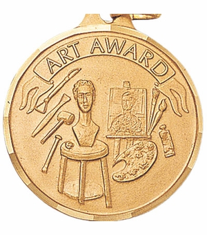 1-1/4 Inch Die-Struck Art Award Medal in Gold, Silver, or Bronze