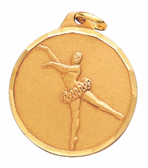 1-1/4 Inch Die-Struck Ballet Themed Medal in Gold