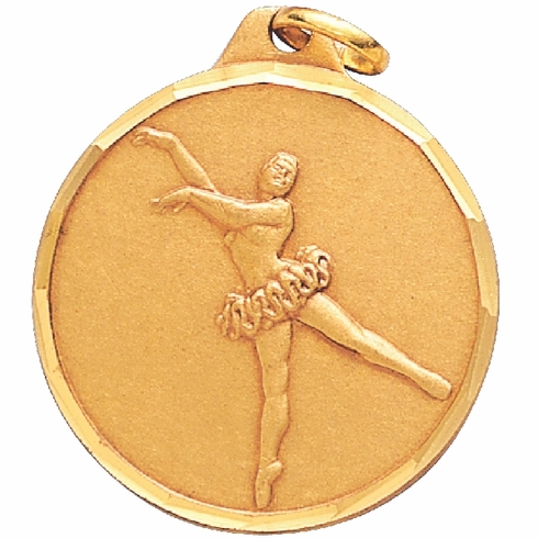 1-1/4 Inch Die-Struck Ballet Themed Medal in Gold