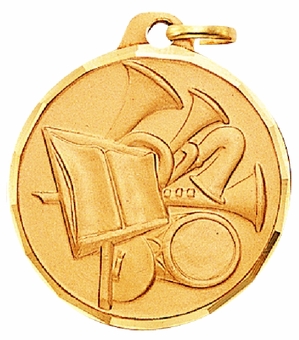 1-1/4 Inch Die-Struck Band and Music Themed Medal in Gold, Silver, or Bronze