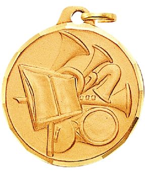 1-1/4 Inch Die-Struck Band and Music Themed Medal in Gold, Silver, or Bronze