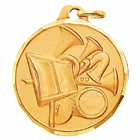 1-1/4 Inch Die-Struck Band and Music Themed Medal in Gold, Silver, or Bronze