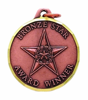 1-1/4 Inch Die-Struck Bronze Star Award Winner Medal in Bronze