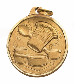 1-1/4 Inch Die-Struck Culinary Arts Themed Medal in Gold, Silver, or Bronze