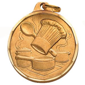 1-1/4 Inch Die-Struck Culinary Arts Themed Medal in Gold, Silver, or Bronze