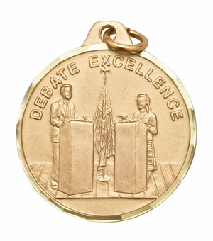 1-1/4 Inch Die-Struck Medal with Debate Excellence Design in Gold, Silver, or Bronze