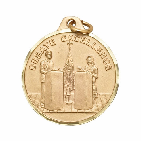1-1/4 Inch Die-Struck Medal with Debate Excellence Design in Gold, Silver, or Bronze
