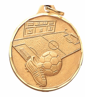 1-1/4 Inch Die-Struck Soccer Medal in Gold, Silver, or Bronze