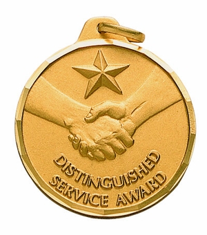 1-1/4 Inch Die-Struck Distinguished Service Award Medal in Gold