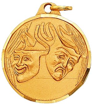 1-1/4 Inch Die-Struck Drama Masks Theme Medal in Gold, Silver, or Bronze