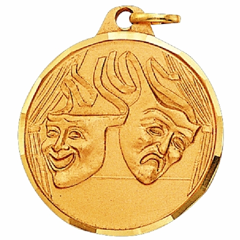 1-1/4 Inch Die-Struck Drama Masks Theme Medal in Gold, Silver, or Bronze