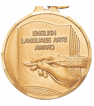 1-1/4 Inch Die-Struck English Language Arts Award Medal in Gold