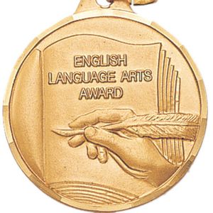 1-1/4 Inch Die-Struck English Language Arts Award Medal in Gold