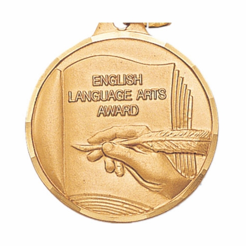 1-1/4 Inch Die-Struck English Language Arts Award Medal in Gold