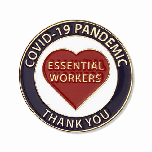 1-1/4 INCH ESSENTIAL WORKERS COVID-19 PANDEMIC "THANK YOU" LAPEL PIN
