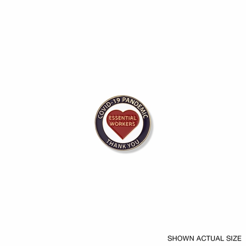 1-1/4 INCH ESSENTIAL WORKERS COVID-19 PANDEMIC "THANK YOU" LAPEL PIN