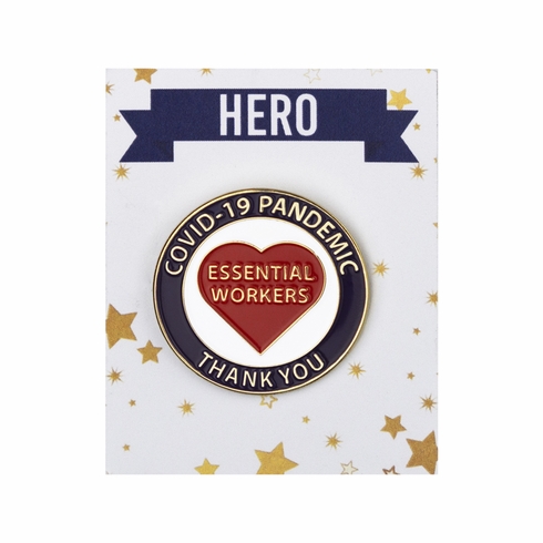 1-1/4 INCH ESSENTIAL WORKERS COVID-19 PANDEMIC "THANK YOU" LAPEL PIN