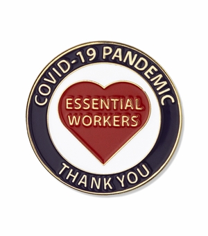 1-1/4 INCH ESSENTIAL WORKERS COVID-19 PANDEMIC "THANK YOU" LAPEL PIN