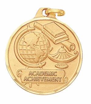 1-1/4 Inch Die-Struck Academic Achievement Medal in Gold