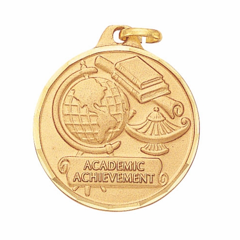 1-1/4 Inch Die-Struck Academic Achievement Medal in Gold
