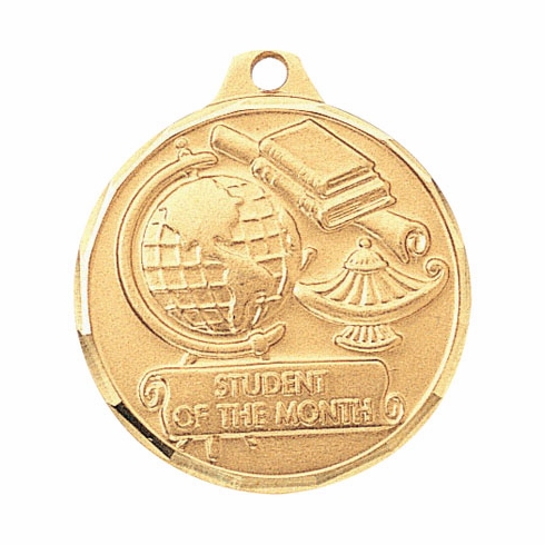 1-1/4 Inch Die-Struck Student of the Month Medal in Gold