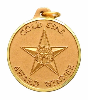 1-1/4 Inch Gold Star Award Winner Medal in Gold
