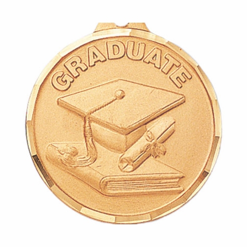 1-1/4 Inch Die-Struck Graduate Themed Medal in Gold, Silver, or Bronze
