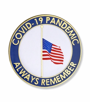 1-1/4 INCH HALF MAST AMERICAN FLAG COVID-19 PANDEMIC "ALWAYS REMEMBER" LAPEL PIN