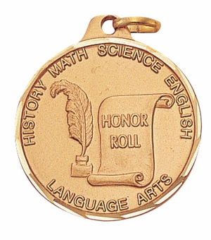 1-1/4 Inch Die-Struck Honor Roll Medal in Gold