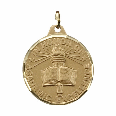 1-1/4 Inch Die-Struck Academic Excellence Themed Medal in Gold, Silver, or Bronze.