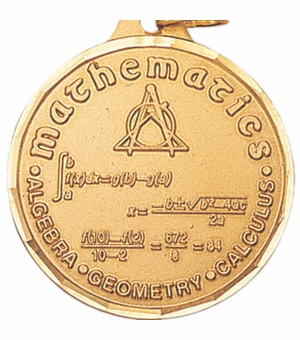 1-1/4 Inch Die-Struck Mathematics Medal in Silver Only